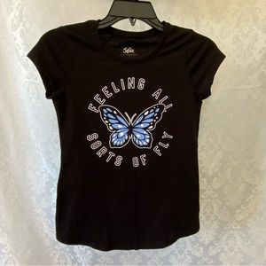 Justice, Girls Butterfly Black T-Shirt SZ(12)